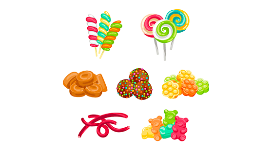 手绘风格糖果矢量素材(EPS/AI/PNG)