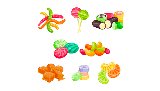 手绘风格糖果矢量素材(EPS/AI/PNG)