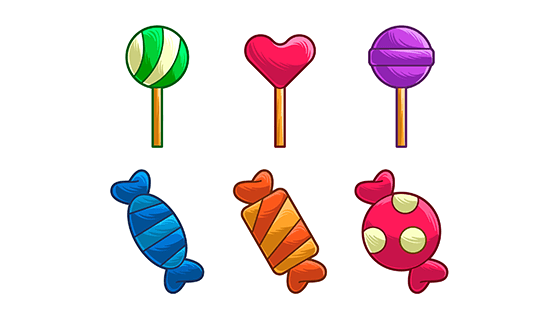 手绘风格糖果矢量素材(EPS/AI/PNG)