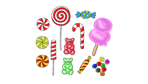 手绘风格糖果矢量素材(EPS/AI/PNG)