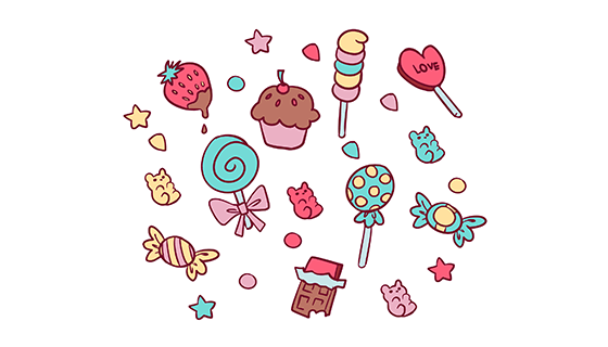 手绘风格糖果矢量素材(EPS/AI/PNG)