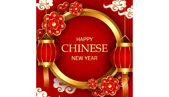 灯笼和剪纸设计喜庆春节背景矢量素材(EPS)