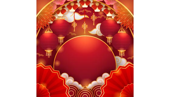 红色喜庆的春节背景矢量素材(EPS)