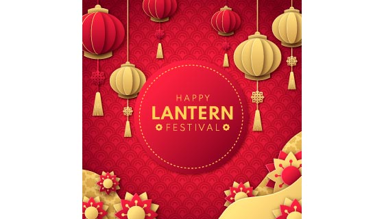 金色剪纸设计元宵节背景矢量素材(AI/EPS)