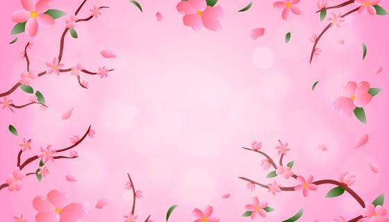 粉色漂亮的桃花背景矢量素材(EPS)