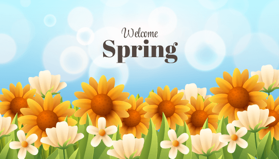 漂亮的向日葵花朵设计春天背景矢量素材(AI/EPS)