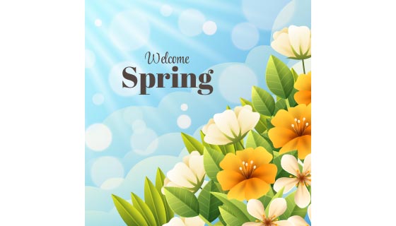 漂亮的花朵和叶子设计春天背景矢量素材(AI/EPS)