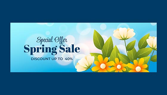 漂亮花卉设计春天促销banner矢量素材(AI/EPS)