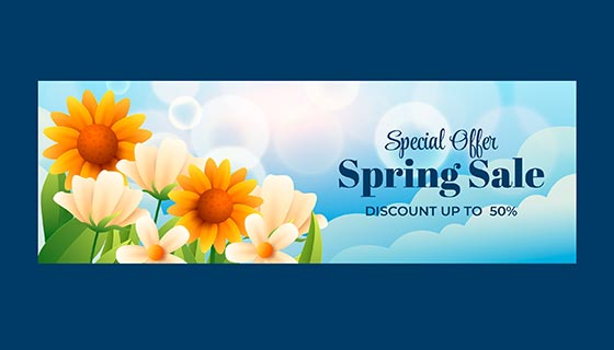 漂亮花卉设计春天促销banner矢量素材(AI/EPS)