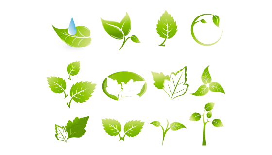 12个绿色清新的叶子矢量素材(EPS)