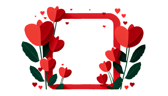 爱心花朵设计的花卉边框矢量素材(EPS)