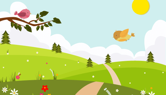 生机勃勃的田野设计春天景色背景矢量素材(EPS)