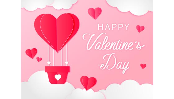 爱心热气球设计情人节背景矢量素材(EPS)