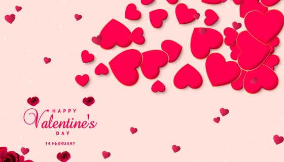 爱心和玫瑰花设计情人节背景矢量素材(EPS)