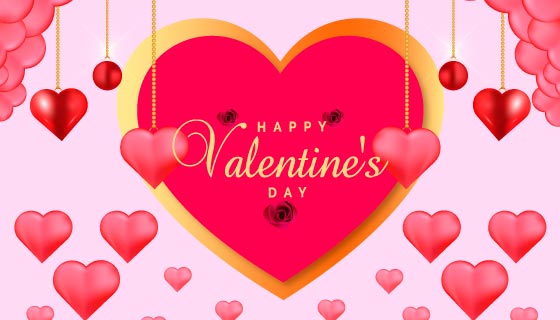 爱心吊坠设计情人节背景矢量素材(EPS)