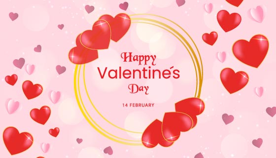 粉色和红色爱心设计情人节背景矢量素材(EPS)