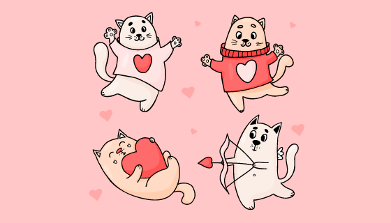 开心的猫咪矢量素材(EPS)