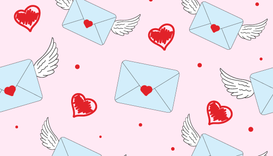 带翅膀和爱心的信封矢量素材(EPS)