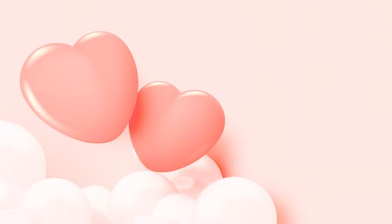 飘在云朵上的两颗爱心矢量素材(EPS)