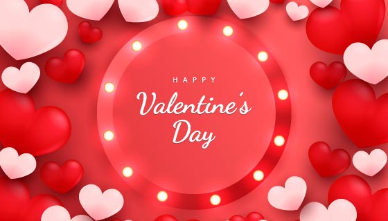 粉色和红色爱心设计情人节背景/壁纸矢量素材(EPS)