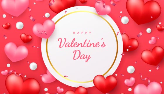 粉色和红色爱心设计情人节背景/壁纸矢量素材(EPS)