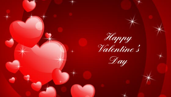 红色闪亮的爱心设计情人节背景/壁纸矢量素材(AI/EPS)