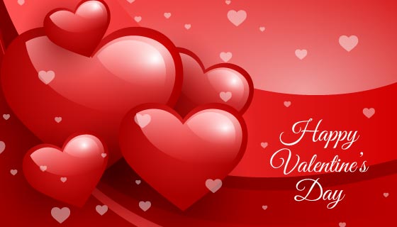 红色闪亮的爱心设计情人节背景/壁纸矢量素材(AI/EPS)