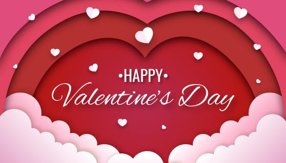 环形爱心和云朵设计情人节背景/壁纸矢量素材(AI/EPS)