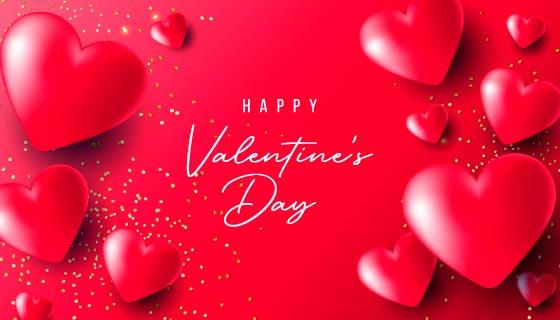 饱满的红色爱心设计情人节背景/壁纸矢量素材(EPS)