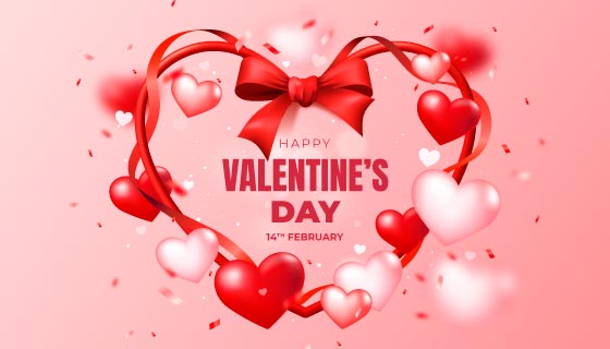 粉色和红色爱心设计情人节背景/壁纸矢量素材(AI/EPS)