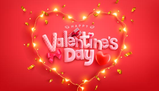 灯带组成的爱心设计情人节背景/壁纸矢量素材(EPS)