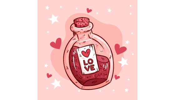 手绘风格的漂流瓶设计情人节矢量素材(AI/EPS)