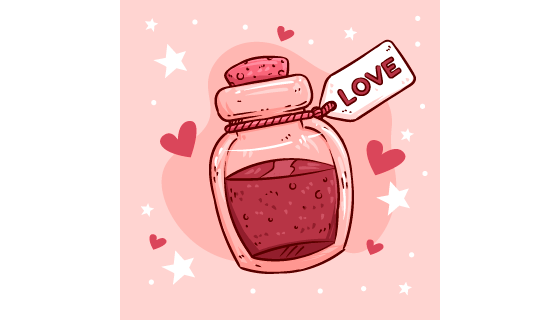 手绘风格的漂流瓶设计情人节矢量素材(AI/EPS)