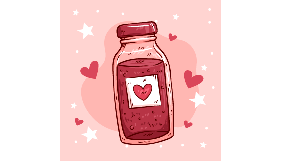 手绘风格的漂流瓶设计情人节矢量素材(AI/EPS)