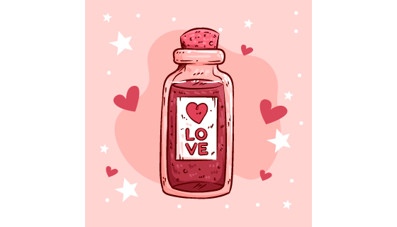 手绘风格的漂流瓶设计情人节矢量素材(AI/EPS)