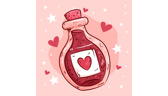 手绘风格的漂流瓶设计情人节矢量素材(AI/EPS)