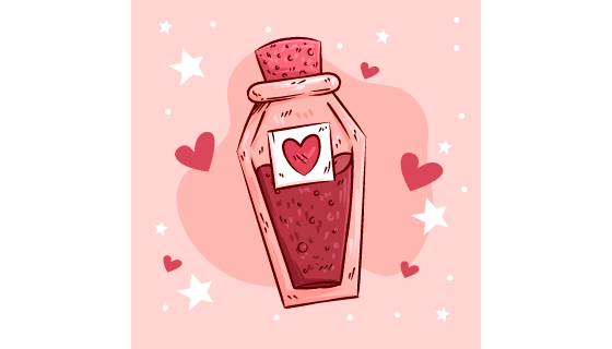 手绘风格的漂流瓶设计情人节矢量素材(AI/EPS)