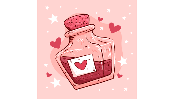 手绘风格的漂流瓶设计情人节矢量素材(AI/EPS)