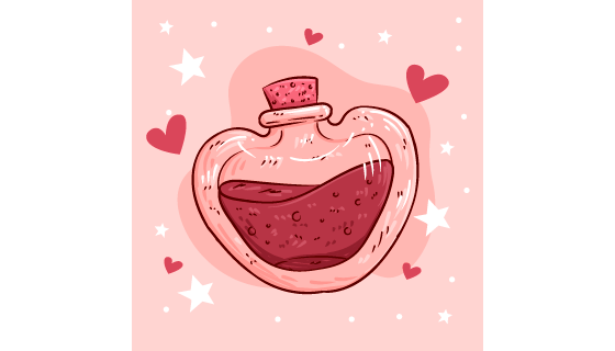 手绘风格的漂流瓶设计情人节矢量素材(AI/EPS)