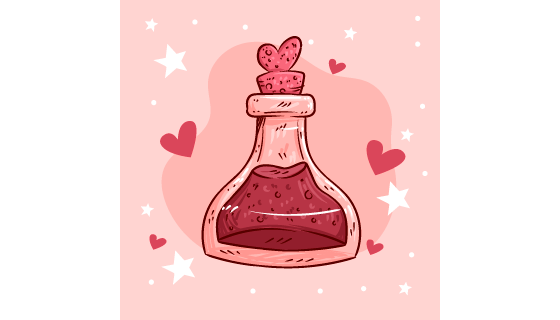 手绘风格的漂流瓶设计情人节矢量素材(AI/EPS)