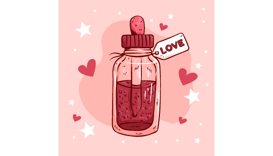 手绘风格的漂流瓶设计情人节矢量素材(AI/EPS)