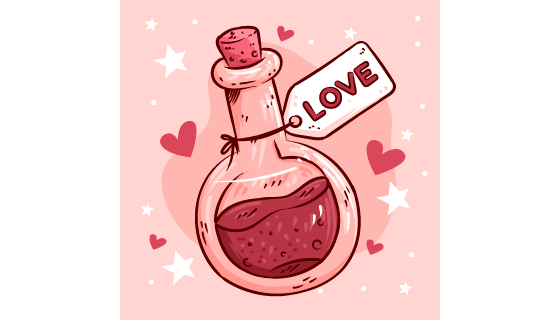 手绘风格的漂流瓶设计情人节矢量素材(AI/EPS)