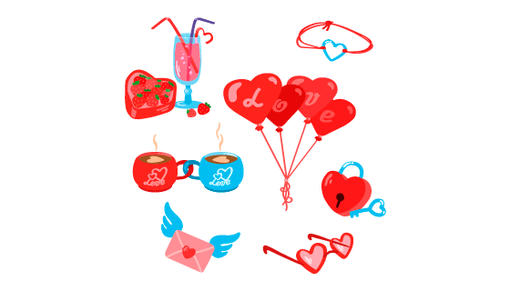 手绘风格的爱情元素矢量素材(EPS/免扣PNG)