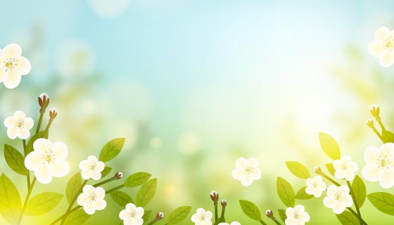 清新的花朵和蓝天春天背景/壁纸矢量素材(AI/EPS)