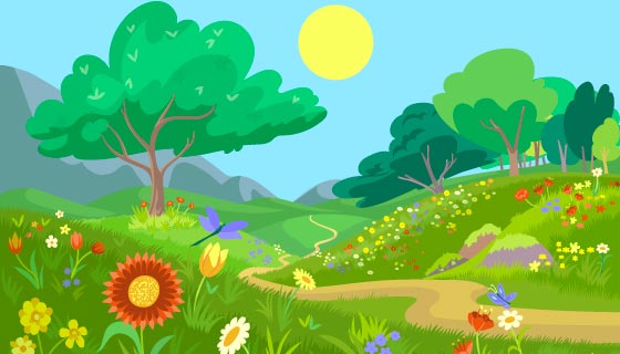 多彩缤纷的大地设计春天景色矢量素材(AI/EPS)