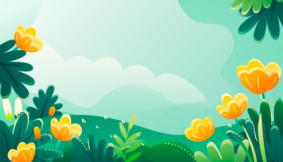 可爱的黄色花朵设计春天背景/壁纸矢量素材(EPS)