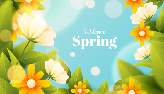 清新的花朵设计春天背景/壁纸矢量素材(AI/EPS)