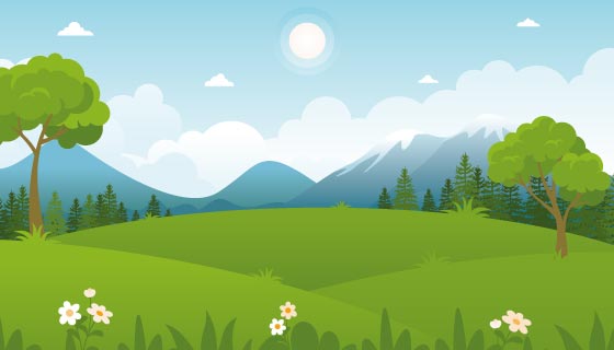 绿油油的山谷设计春天背景色矢量素材(EPS)