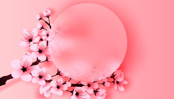 美丽的桃花和朦胧的月亮背景矢量素材(EPS)