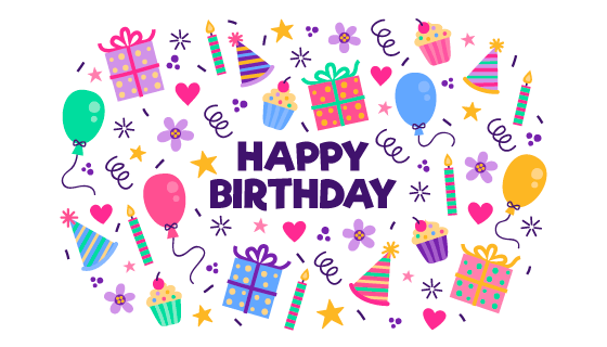 扁平风格的生日元素矢量素材(AI/EPS/免扣 PNG)